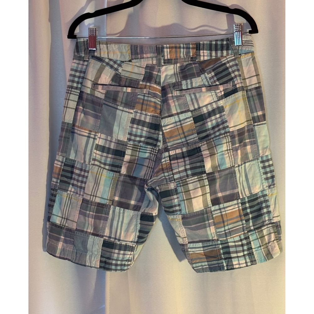 LL Bean Favorite Fit Patchwork Plaid Shorts Womens 8 Madras Cotton 301428 - Picture 3 of 6